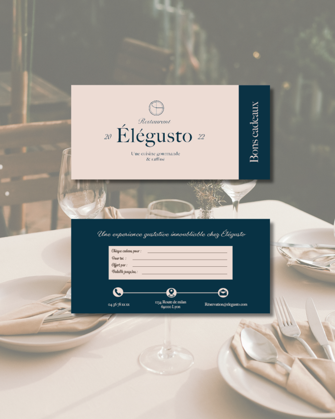 création de bon cadeau moderne pour un restaurant