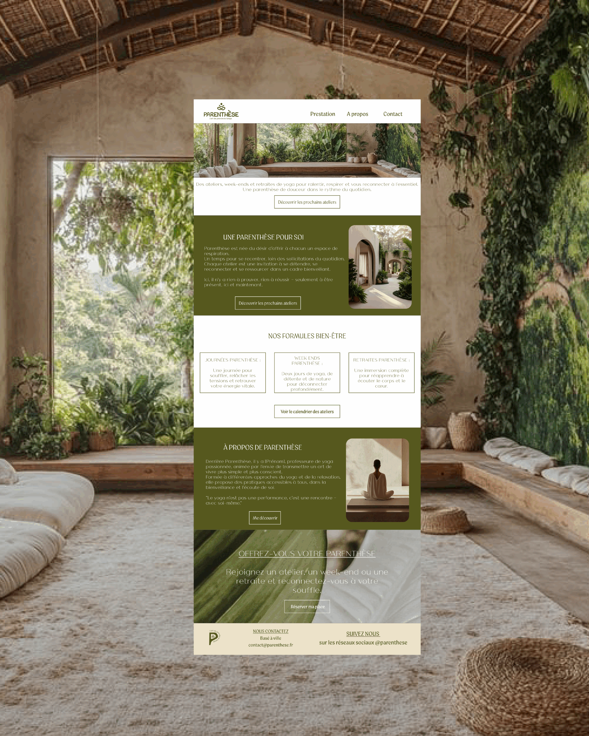 site vitrine pour une prof de yoga : parenthèse