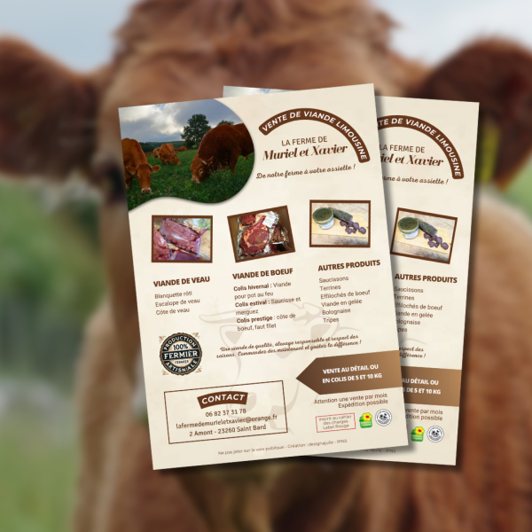 Flyer pour une ferme agricole dans la creuse.