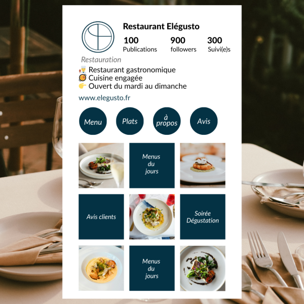 feed instagram pour un restaurant haut de gamme